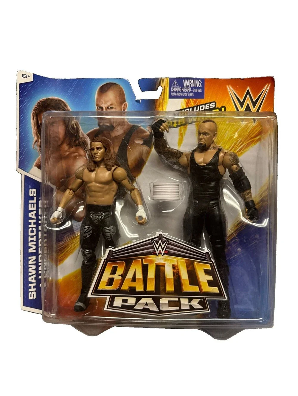 2014 WWE Battle Pack Shawn Michaels & Undertaker Mattel Action Figure Bent Card